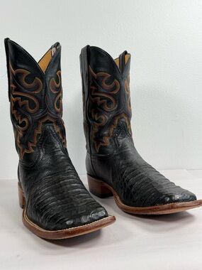 Cowtown Men’s Exotic Cowboy Boots Size 10.5 D Ostrich & Caiman W1476 Made in USA
